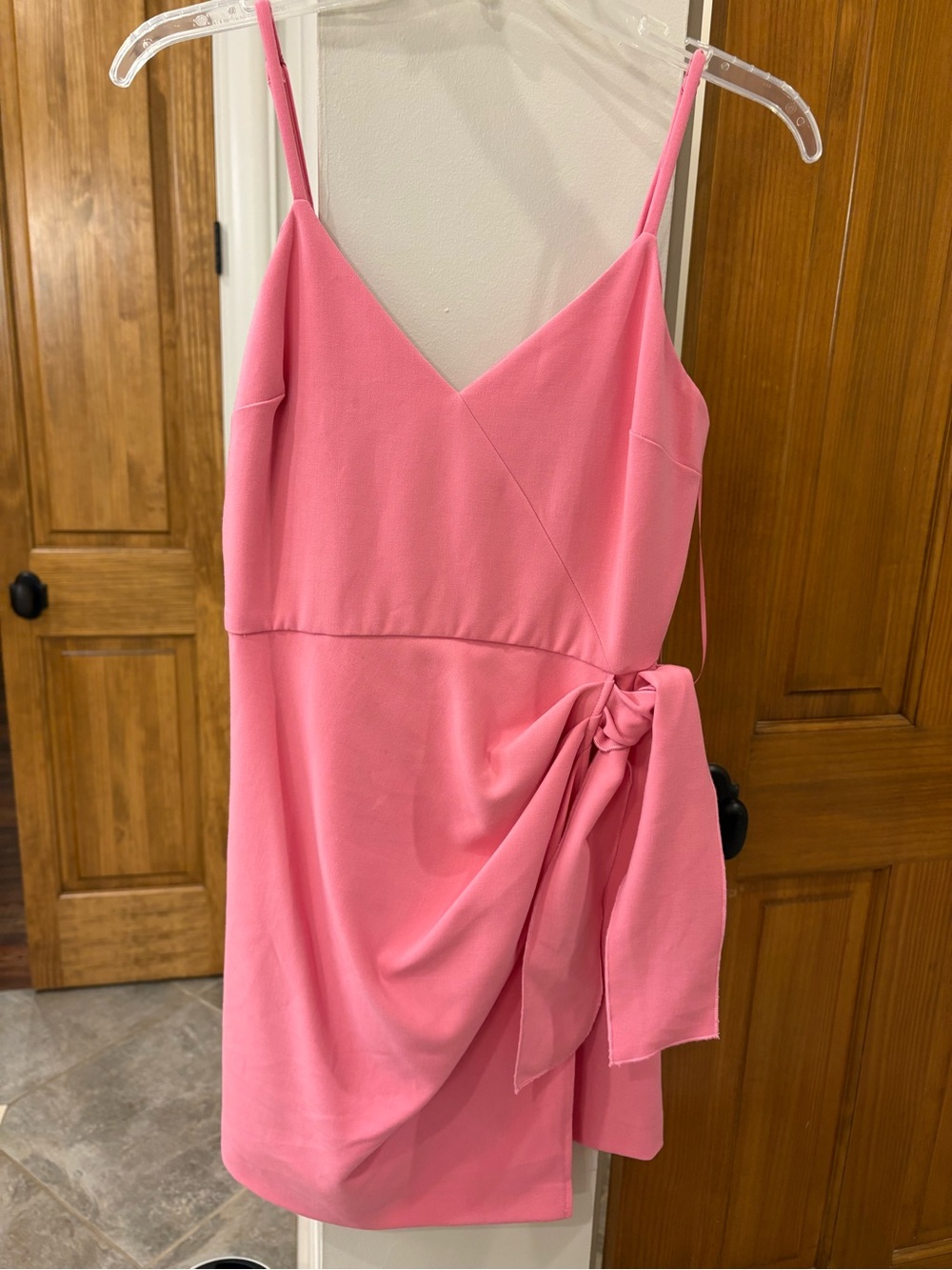 French Connection Pink Wrap-Tie Mini Dress